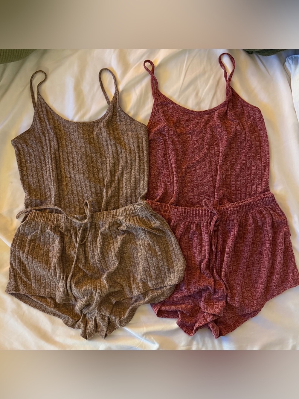 SHEIN - Pajama Set Pj Pjs - Crop Tank - Short - Set - Ribbed - Cute - Cozy
